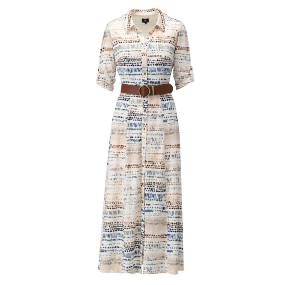 K Design Y229 Button Down Maxi Dress in Beige, Size S​​​​